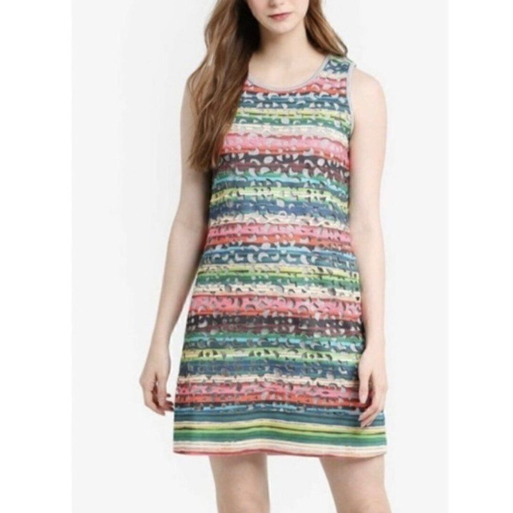 Desigual Phoenix Sleeveless Laser Cut Rainbow Mini Sheath Dress XS